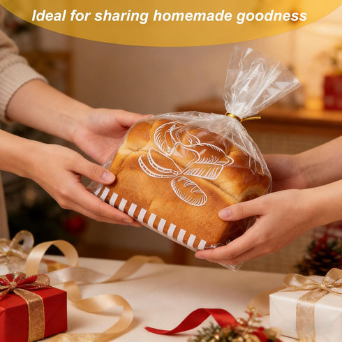 LESIBAG 11'x14'' Reusable Plastic Bread Bags for Homemade Bread - Clear Bakery Bag with Twist Tie Closure Reduces