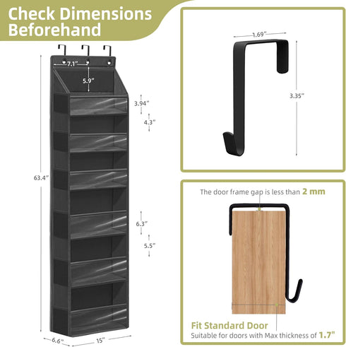 STORAGEIDEAS 6 12 Closet Over Door Organizer with Extra Large Pockets Side Pockets, Sturdy Storage Rack, Hanging