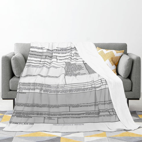 CowBey 214 Cozy 80x60 Inch DD Form Throw Blanket Veterans Blanket Gifts for Retired Men Soft Fleece Blanket Gift