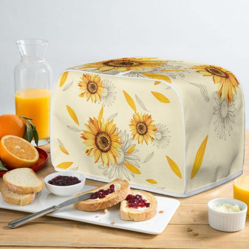 Sunflowers Toaster Cover, 4 Slice Appliance Dust Cover, Flower Theme Kitchen Small Appliance Covers, Fits Long Slot