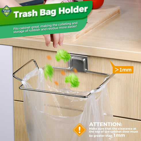 Holder,2 Pack HNYYZL Trash Bag Trash Bag Holder for Cabinet Door and Cupboards,Stainless Steel,Plastic Bag Holder Under