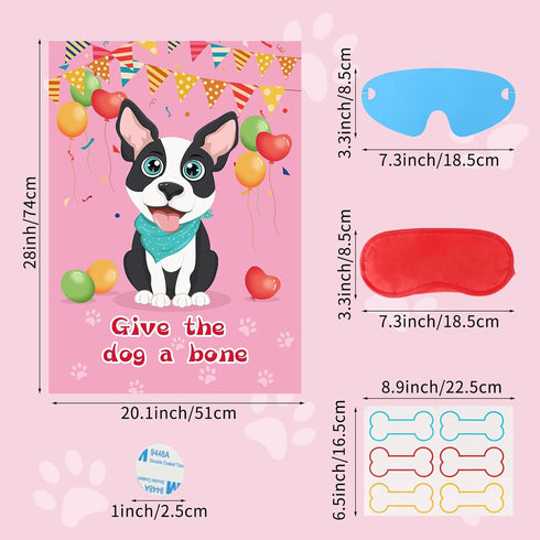 Pin The Bone on The Dog Party Game - 48 Pcs Bone for Dog Themed Birthday Party Supplies