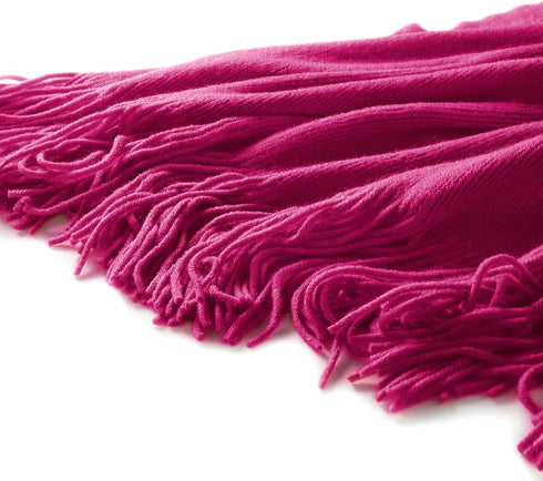 Homiest Cozy 50 60 Inch) Decorative Knitted Throw with Fringe, Lightweight Acrylic Knit Blanket, Soft & Tassel