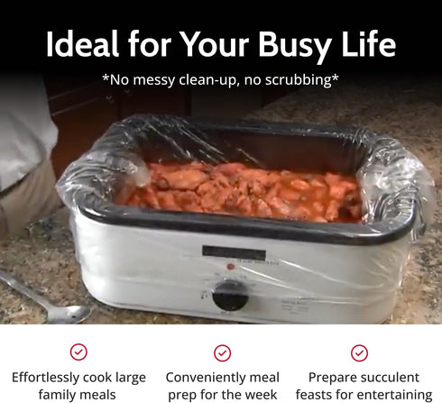 PanSaver Cooking Liners - Disposable Electric Roasting Pan Liners for Instant Cleanup, Foil, 2 Count