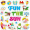 Summer Thick Gel Clings Hawaiian Beach Tropic Stickers for Home Classroom Nursery, Fun in The Sun Window Gel Decals,