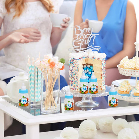 72 Pieces of Mini Baby Shower Milk Bottles Favors for Baby Shower White Plastic Mini Bottles Party Favors Boy Party