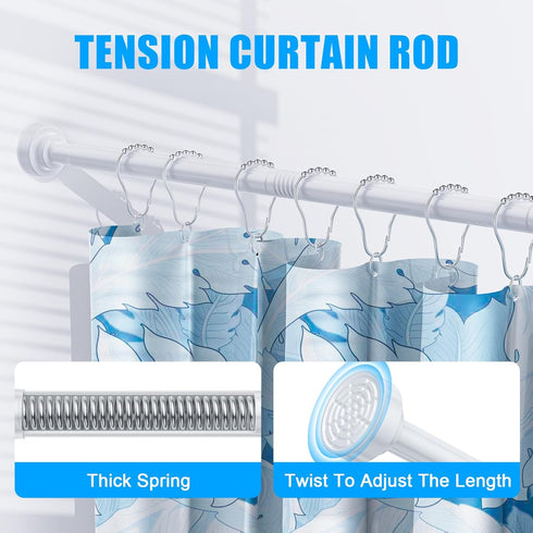 TEECK Adjustable Spring Tension Shower Curtain Rod, 27-76 inch, Never Rust Anti-Slip for Bathroom, Easy to Use, White