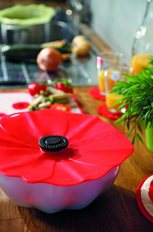Charles Viancin Poppy Silicone Lid for Food Storage & Cooking, 9''/23cm, Airtight Seal, BPA-Free