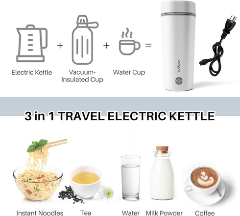 Travel Electric Kettle, Fast Water Boil Small Portable Kettle, Stainless Materials Automatic Shut off Tea Pot, Dry