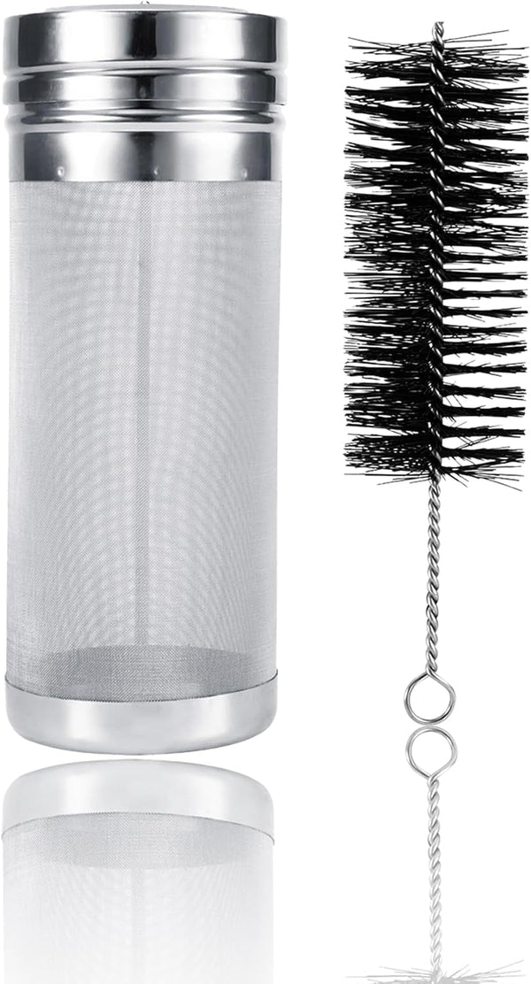 Beer Dry Hopper Filter, 300 Micro Mesh Stainless Steel Beer Hop Strainer with Cleaning Brush for Homebrew, Wine, Coffee