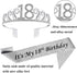 18th Silver Birthday Tiara and Sash - Glitter Satin Sash and Crystal Rhinestone Tiara Crown for Party Supplies