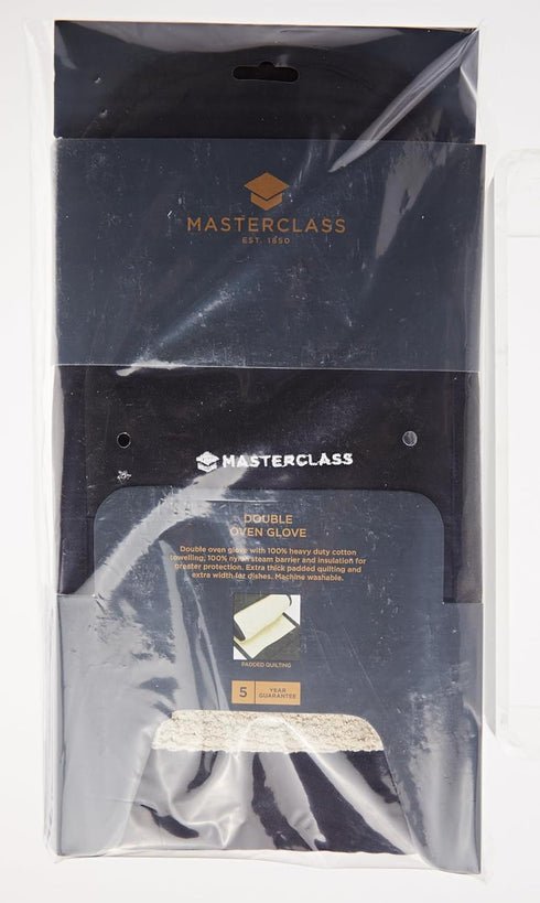 MasterClass Double Oven Gloves, Heavy Duty Cotton, Black, One Size Fits All