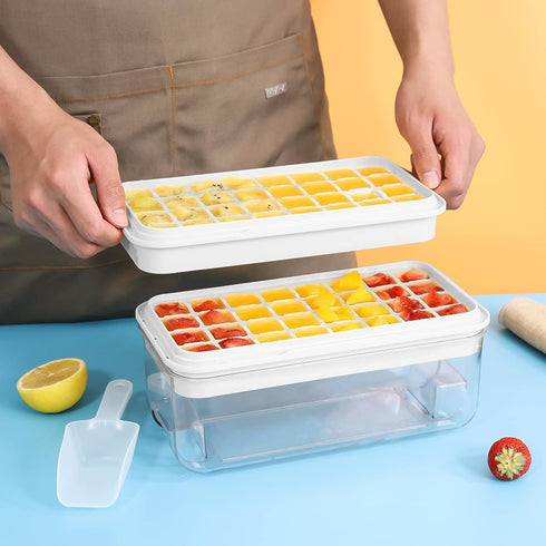 PHINOX Ice Cube Tray with Lid and Bin, 64 pcs Ice Trays for Freezer with Container, BPA Free