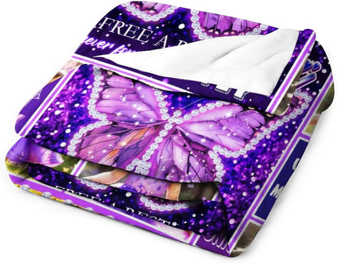 Custom Butterfly Blanket with Name for Kids Girls, Personalized Baby Receiving Blankets Customized Blanket for Infant