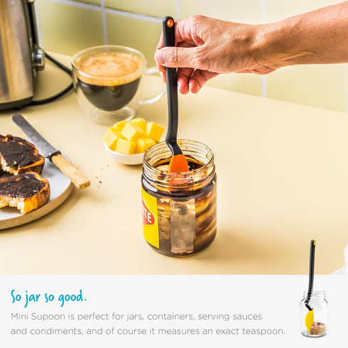 Dreamfarm Mini Supoon Non-Stick Silicone Scraping Cooking Spoon, Jar Scraper Measures 5ml Tsp - Classic Blue