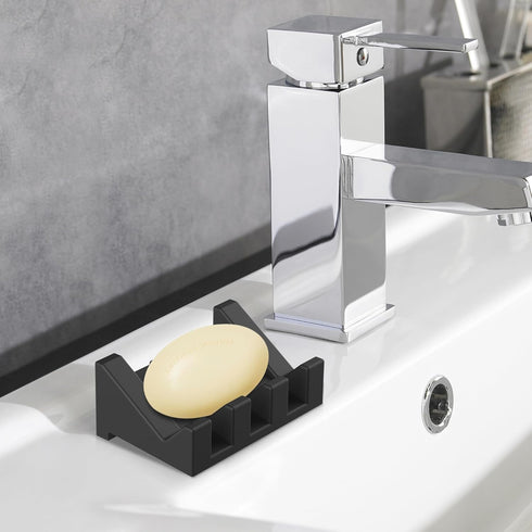 Silicone Soap Holder, Self Draining Waterfall Drying Tray, Soap Dish for Shower Wall (3PCS)
