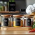 Kuocodall 201 Spice Jar Labels - Black Preprinted Minimalist Waterproof Stickers for Kitchen Jars, Herb & Seasoning