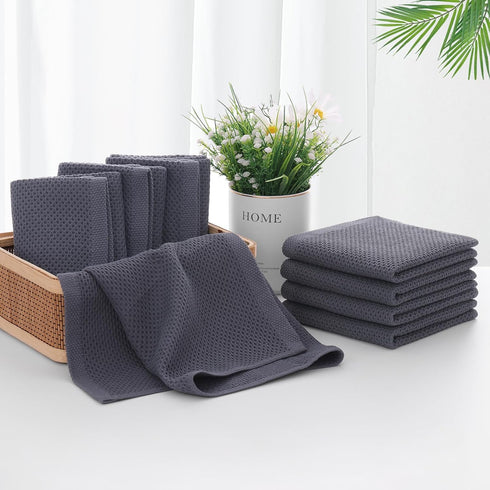 Homaxy 100% Cotton Kitchen Towels Set, 12 x 12 Inches & 13 x 28 Inches, Set of 8 Ultra Soft Absorbent Dish Towels