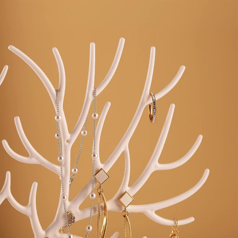 MORE&LESS Antlers Jewelry Display Stand with Drawer, Tree Tower Rack for Ring, Earrings, Necklace, Bracelet