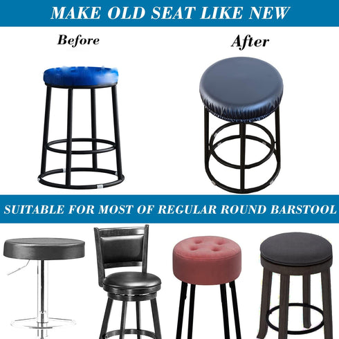 HFCNMY 4Pcs 12-17 Inch Stool Covers, Waterproof Stretch PU Round Bar Stool Covers, Protective Seating for Chair