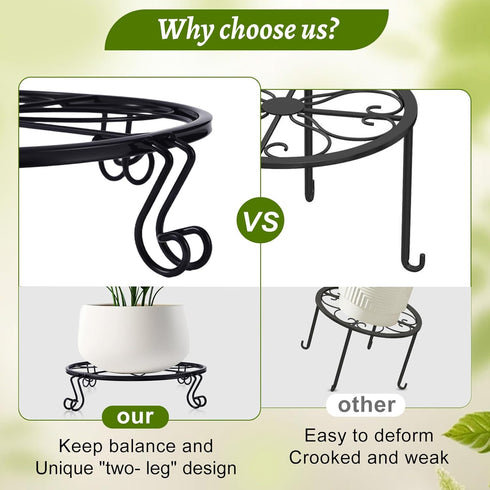 Aivkoif 1/2/4 Pack 10/12 Inch (10IN2PCS) Heavy Duty Iron Plant Stands - Rustproof Metal Flower Pot Holder for Indoor