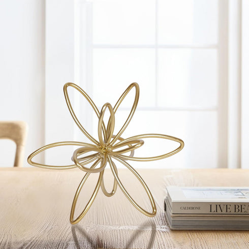 PUHOZN Gold Metal Sculpture Decoration Geometric Sphere Decor Modern Abstract Cube Figurine Ball Statue Centerpiece
