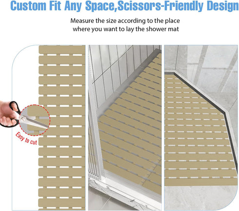 Stall,236 24x24 Inch Shower Mat Non-Slip Bath Mat for Tub and Shower Suction Cups with Drain Holes, Quick Dry Machine