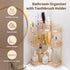 NATURE'S SOURCE Amber Gold Makeup Organizer, 3-Tier Corner Bathroom Countertop Storage with Makeup Brush Holder