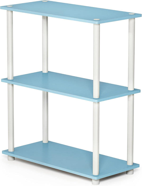 Furinno Turn-N-Tube 3-Tier Compact Shelf Display Rack, Light Blue/White