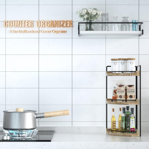 Counter 3 Countertop Corner Bathroom Organizer, Tier Bathroom Storage for Skincare, Sink Shelf for Kitchen Decor