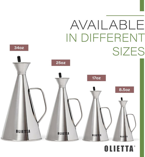 17 oz 500ML 0.5 Olietta Olive Oil Dispenser Bottle Gold Stainless Steel Non Drip Leak Proof No Mess Vinegar Pourer
