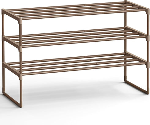 SONGMICS Shoe Rack, 3-Tier Shoe Organizer, Metal Storage Shelf, Upright or Upside