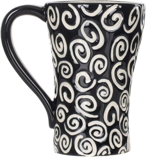 DEMDACO Tracy Pesche 15 Ounce Glossy Ceramic Stoneware Coffee Cup Mug with White Swirls Hearts