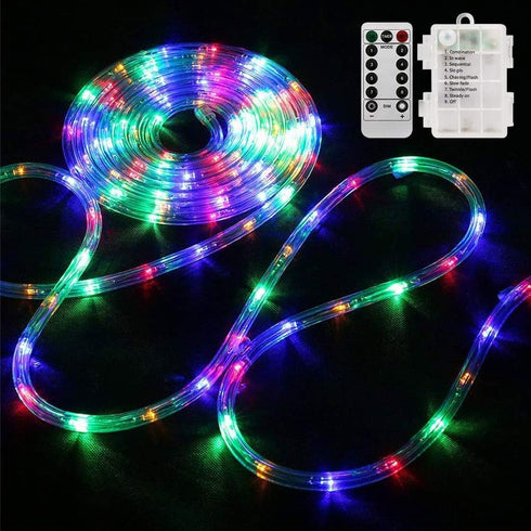LED Rope Lights, Battery Operated String Lights, 40Ft 120 LEDs, 8 Modes Outdoor Waterproof Fairy Lights