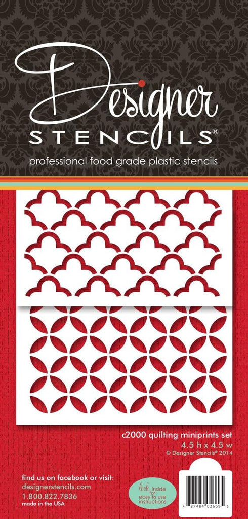 Designer Stencils Quilting Miniprint Cookie Stencil Set, Beige/Semi-Transparent