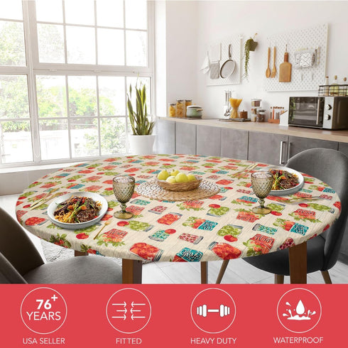 Covers For The Home Deluxe Elastic Edged Flannel Backed Vinyl Fitted Table Cover - Garden to Table Pattern