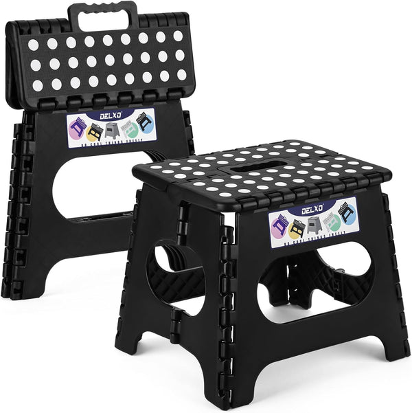 Delxo 11 inch 2 Pack Folding Step Stool, Non-Slip Foldable Stools Up