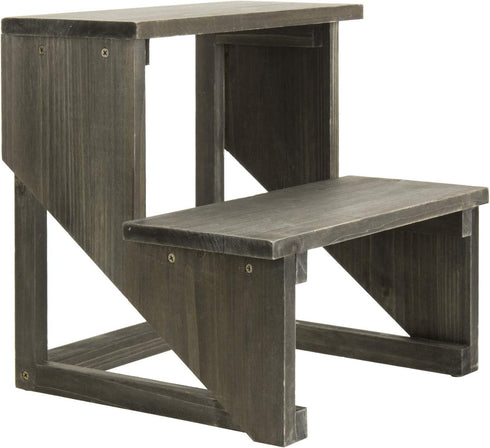 2 MyGift Tier Rustic Dark Gray Wood Desktop Plant Rack, Farmhouse Style Planter Stand, Desk Display Organizer, Standing