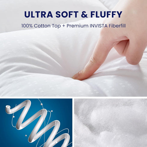 SLEEP ZONE Cotton Mattress Pad, Extra Long Twin College Dorm Bedding, Soft Fluffy Mattress Topper, Machine Washable