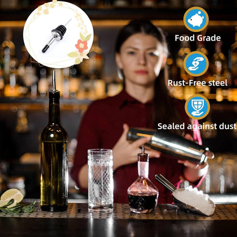 Liquor Pour Spouts with Dust Caps, Speed Pourer Nozzles for Alcohol & Liquor Bottles