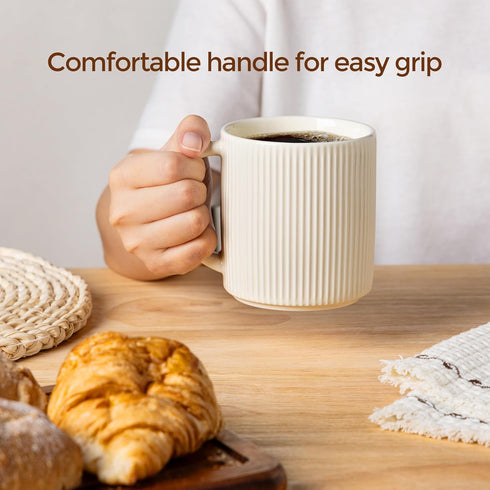 Set 6, 14.2oz theterra Ceramic Coffee Mugs of Handmade Coffee Cups with Handle for Latte, Tea, Milk, Beer, Hot Cocoa