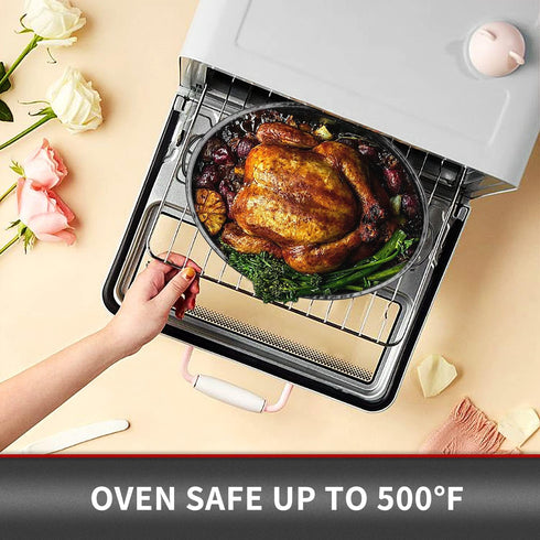 JY COOKMENT 18” Granite Roaster Pan with Domed Lid, Oval Turkey Roaster Pot for Turkey, Chicken, Lamb, Dishwasher Safe