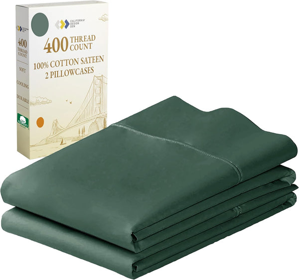 California Design Den Standard Queen Size Pillowcase Set, 400 Thread Count, 100% Cotton Sateen, Set of 2 Pillow Covers