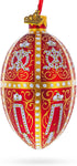 1896 Twelve Monograms in Red Royal Egg Glass Ornament, 4 Inches