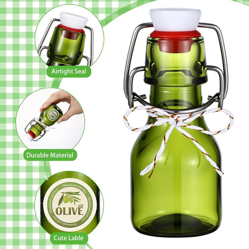 20 Pack Favors(2 oz,Olive Queekay Mini Swing Top Glass Bottles for Vanilla Extract Homemade Olive Oil Bottles with Lids