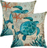 ULOVE LOVE YOURSELF Sea Turtle Throw Pillow Case 2 Pack for 18 X 18 Inch Inserts, Mediterranean Style