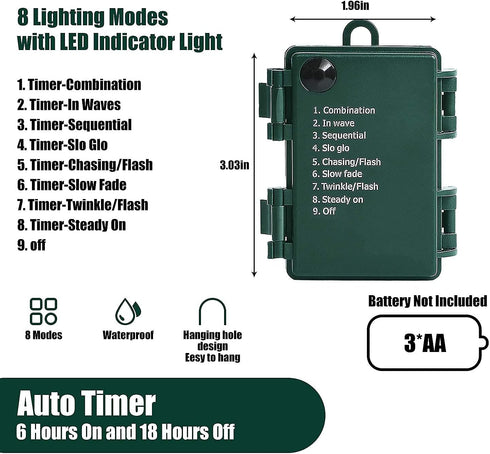 MASHANG Christmas Lights, Battery Operated 50 LED Mini String Lights with Timer for Indoor Outdoor Decor