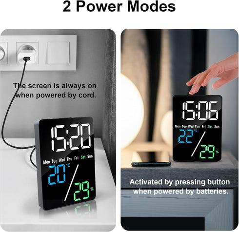 5.7" Snooze Lafocuse LED Digital Alarm Clock Bedside, Table Clocks with Dual Alarm, Date, Day, Temperature, DST, USB