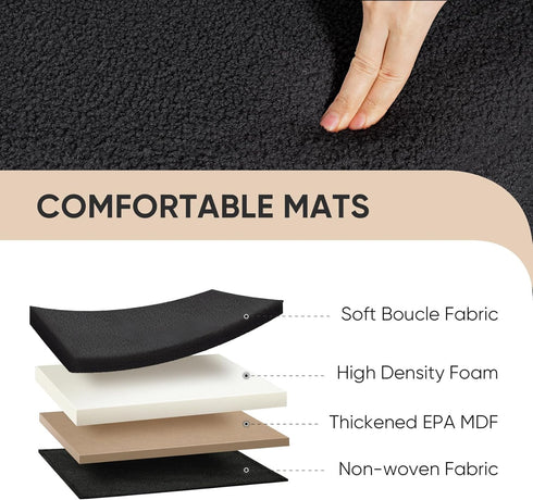 Black,12.6"x12.6"x12.6" PINPLUS Storage Ottoman Cube Square Shaped Ottomans with Storage Foot Stool Footrest for Lving