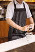 Kitchen Cooking Apron for Women and Men, Adjustable Chef Bib with Pockets - 32" x 28" - Black/White Pinstripe